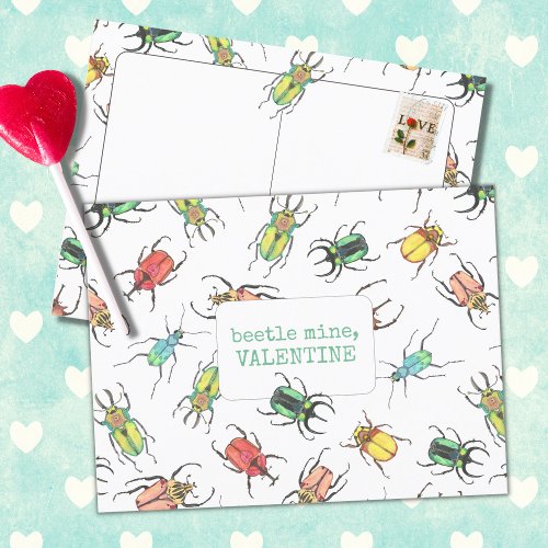 Love Bug Beetle Mine Valentine Postcard
