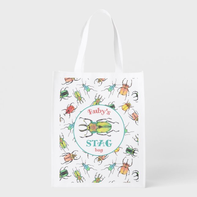 Love Bug Birthday Party Favor Grocery Bag (Back)