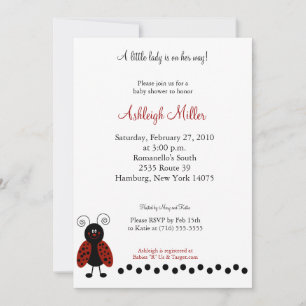Love Bug Black & Red Ladybug 5x7 Baby Shower Invitation