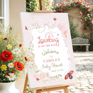 Love Bug Blush Pink Floral Baby Shower Welcome  Foam Board
