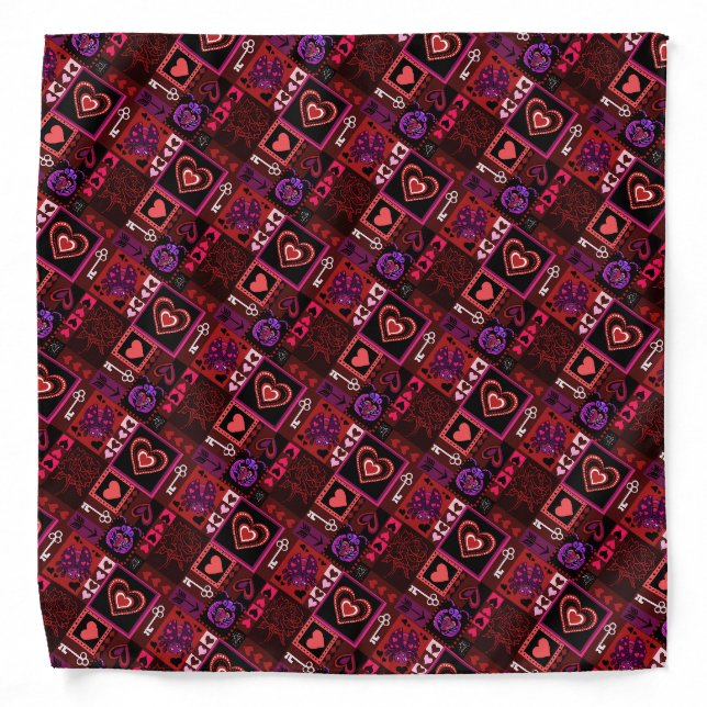 Love Bug & Cute Hearts Pattern Bandana (Front)