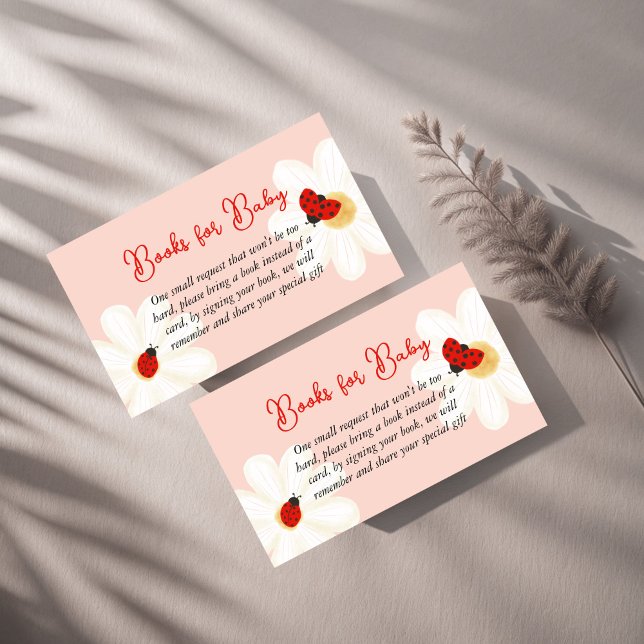 Love bug cute ladybug baby shower book request enclosure card (Love bug daisies cute ladybug baby shower book request enclosure card books for baby cards)