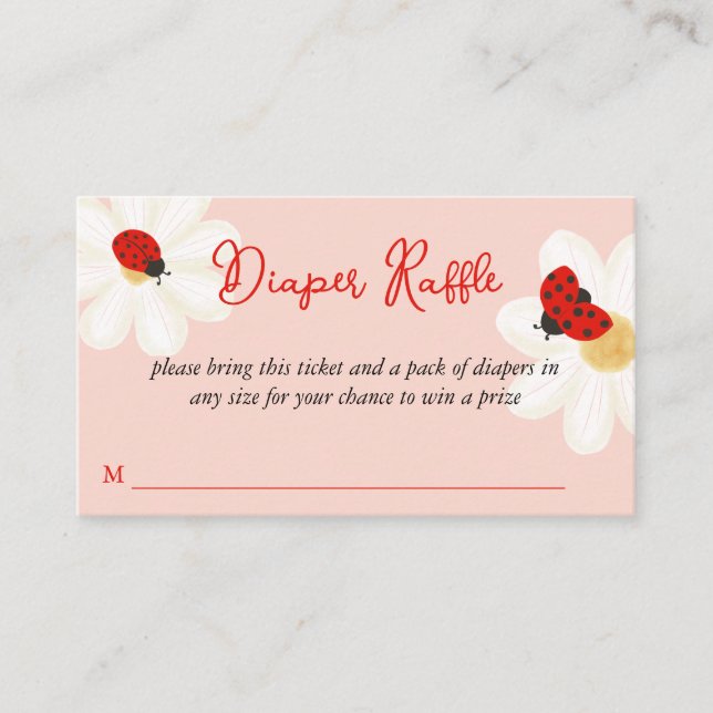 Love bug cute ladybug baby shower diaper raffle enclosure card (Front)