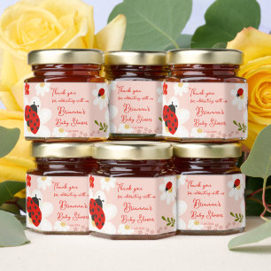 Love bug cute ladybug baby shower favors custom honey jar favors