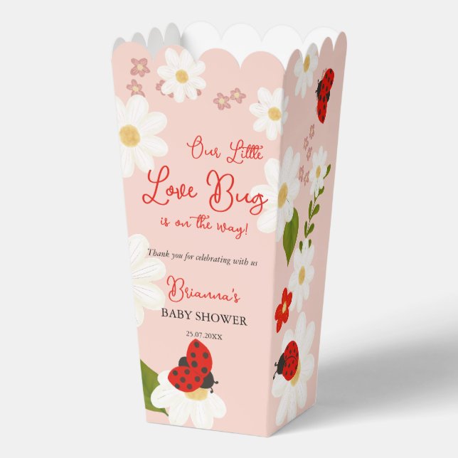 Love bug cute ladybug baby shower personalized favor boxes (Front)