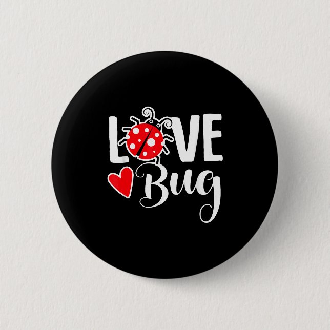Love Bug Cute Valentine's Day Party Ladybug  Button (Front)