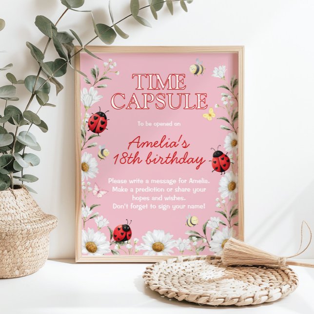 Love Bug Daisy Birthday Party Time Capsule Sign (Creator Uploaded)