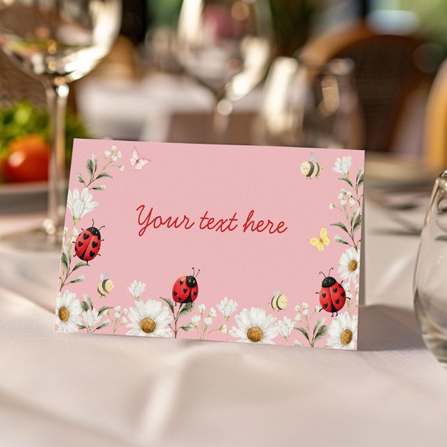 Love Bug Daisy Floral Birthday Party Food Tent Place Card (Creator Uploaded)
