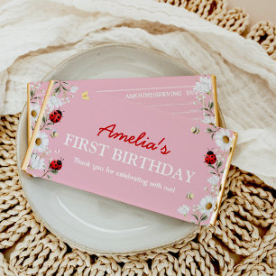 Love Bug Daisy Floral Birthday Party Hershey Bar Favors