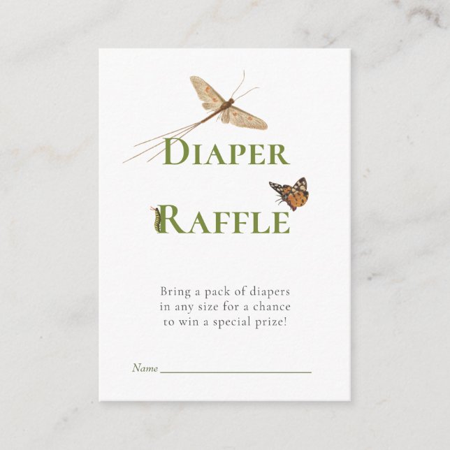 Love Bug Diaper Raffle Baby Shower Insert Card (Front)