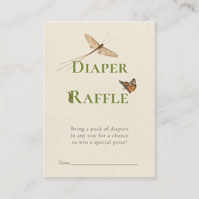 Love Bug Diaper Raffle Baby Shower Insert Card (Front)