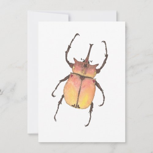 Love Bug Elephant Beetle Watercolor Valentine Note Card