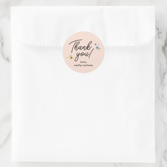 Love Bug Floral Boho Pink Baby Girl Shower Classic Round Sticker (Bag)