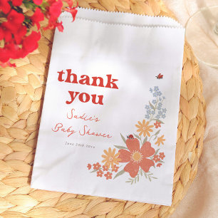 Love Bug Floral Girl Baby Shower Thank You Favor Bag