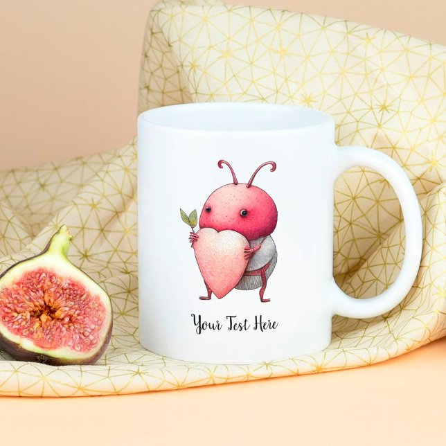 Love Bug Funny Beetle Design Red Heart Gift Coffee Mug (Creator Uploaded)