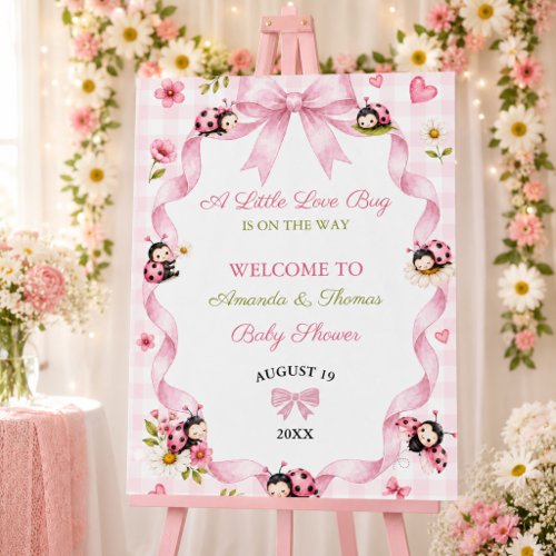 Love Bug Girl Baby Shower Welcome Sign