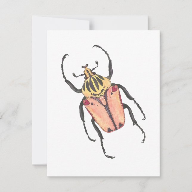 Love Bug Goliath Beetle Valentine Note Card (Front)