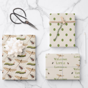 Love Bug Insect Baby Shower Wrapping Paper Sheets