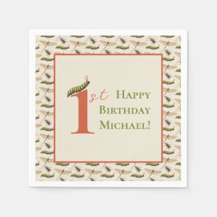 Love Bug Insect Custom Name 1st Birthday Napkins