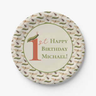 Love Bug Insect Custom Name 1st Birthday Paper Plates