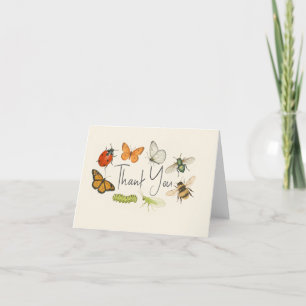 Love Bug Insects Baby Shower Letterpress Thank You Card
