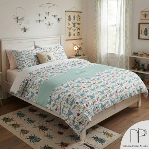 Love Bug Insects Custom Name Kids Duvet Cover