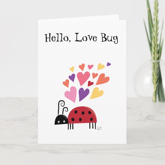 Love Bug Ladybug Customizable Greeting Card (Front)