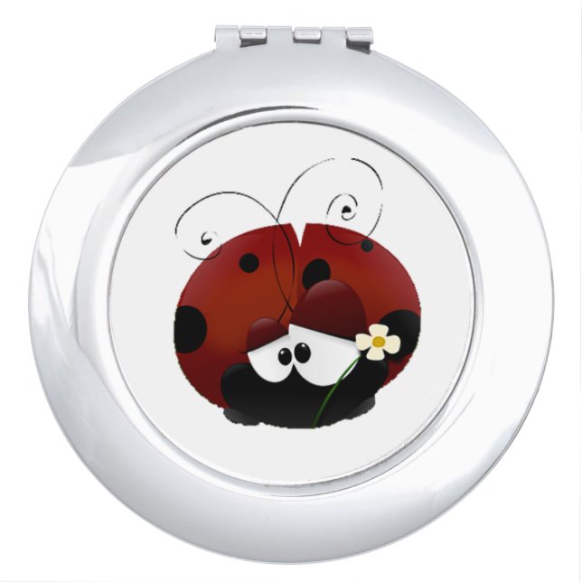 Love Bug Ladybug, Cute Cartoon Valentine’s Day Compact Mirror (Front)