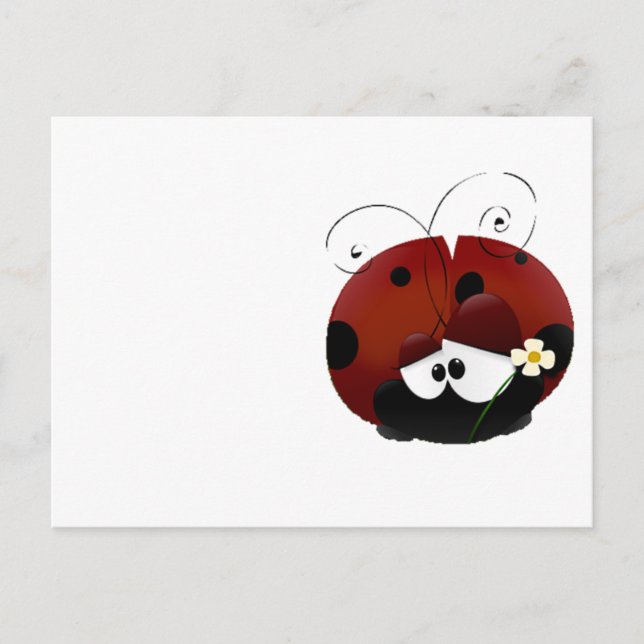 Love Bug Ladybug, Cute Cartoon Valentine’s Day Holiday Postcard (Front)