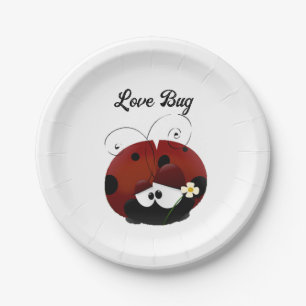 Love Bug Ladybug, Cute Cartoon Valentine’s Day Paper Plates
