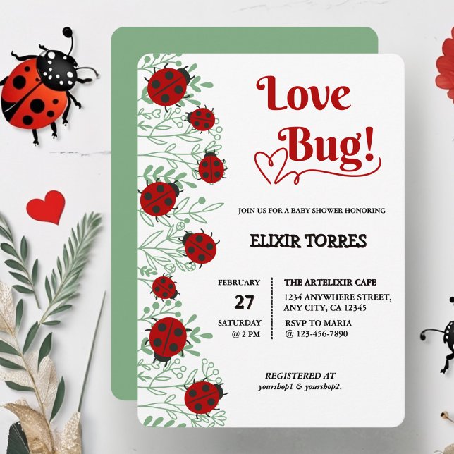 Love Bug Minimalist Baby Shower Invitation (Creator Uploaded)