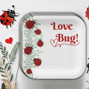 Love Bug Minimalist Baby Shower Paper Plates