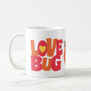 Love Bug Orange & Pink Ladybug Love Heart Coffee Mug