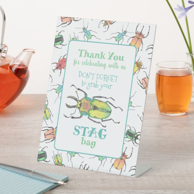 Love Bug Party Favor Thank You Pedestal Sign (In SItu)