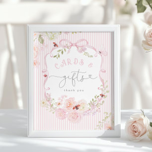 Love Bug Pink Bow Cards and gifts Baby Shower Poster