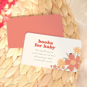 Love Bug Retro Book for Baby Girl Baby Shower Enclosure Card
