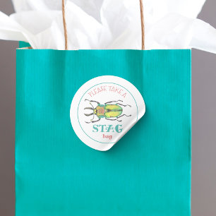 Love Bug Stag Swag Bag Party Favor Classic Round S Sticker