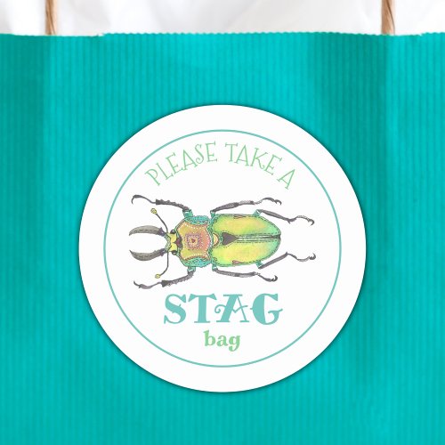 Love Bug Stag Swag Bag Party Favor Classic Round Sticker