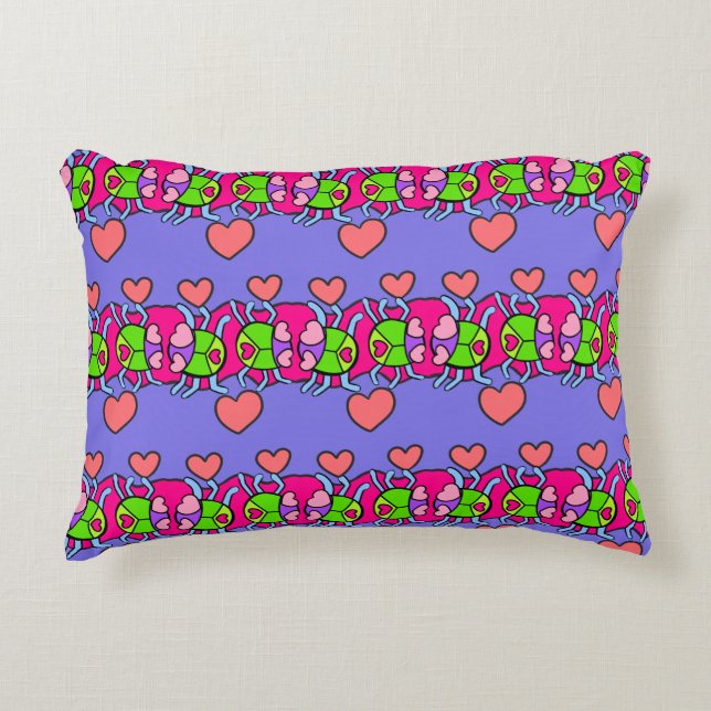 Love Bug Stripe Accent Pillow (Front)
