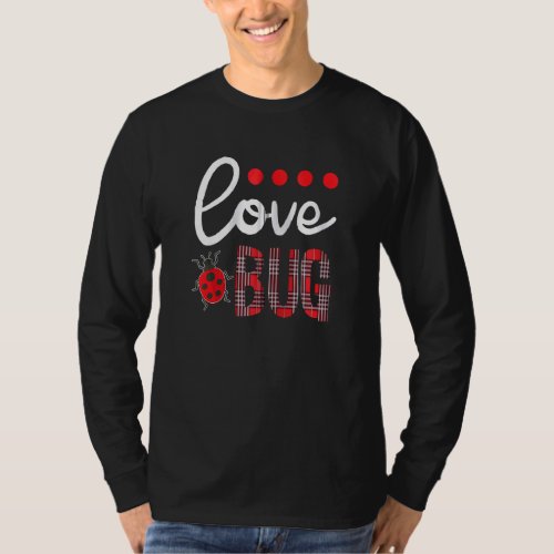 Love Bug Valentines Day Cute Lady Bug Plaid V Day  T_Shirt