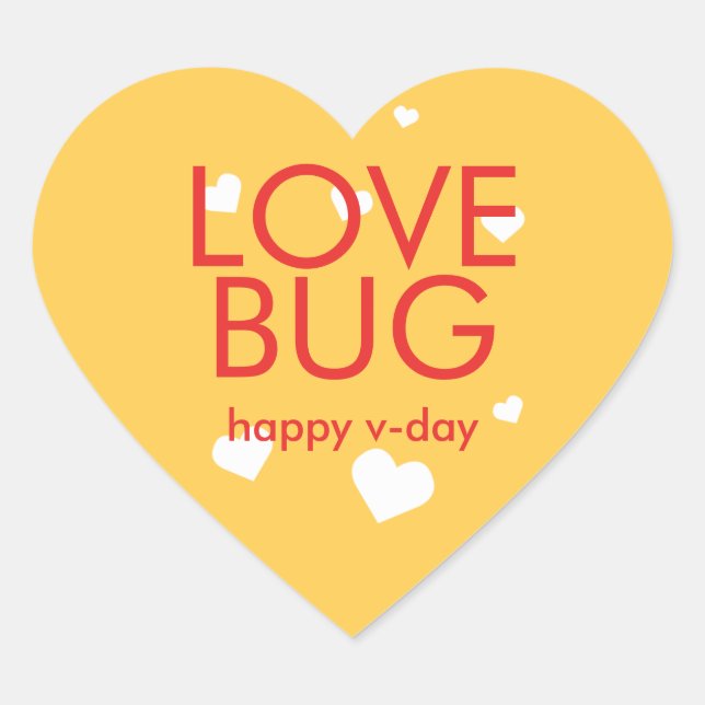 Love bug Valentine's day red yellow heart Sticker (Front)