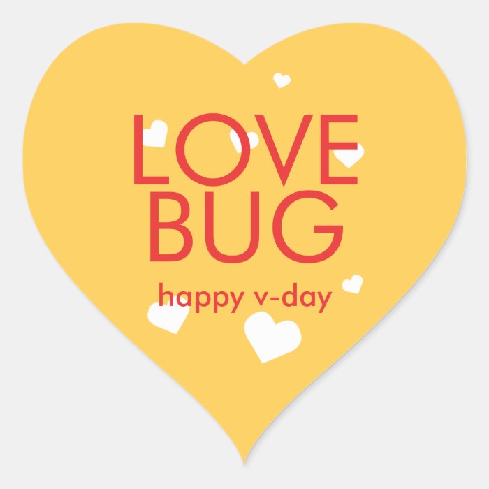 Love bug Valentine's day red yellow heart Stickers