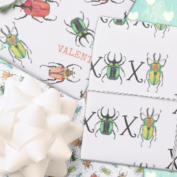 Love Bug Valentine&#39;s Day Wrapping Paper Sheets