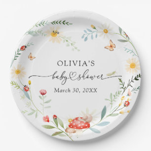 Love Bug Wildflower Baby Shower Paper Plates