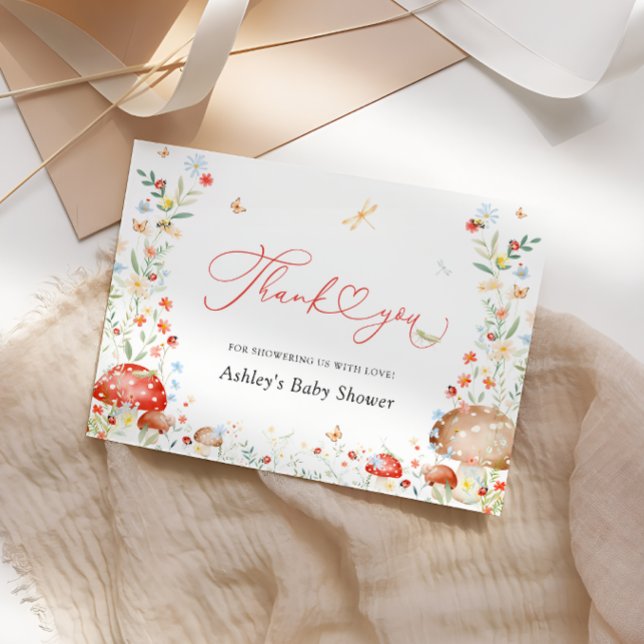 Love Bug Wildflower Baby Shower Thank You Card (Creator Uploaded)