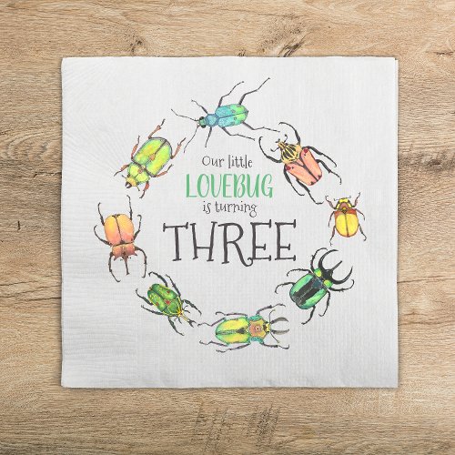 Love Bugs Beetles Kids Birthday Napkins