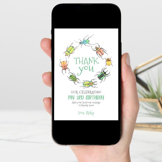 Love Bugs Beetles Thank You Card (Front Digital)