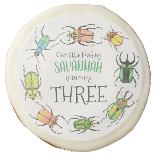 Love Bugs Birthday Sugar Cookie (Front)