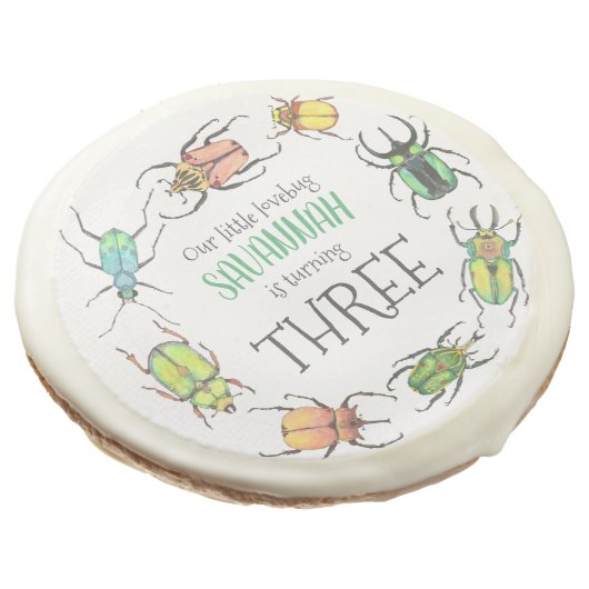 Love Bugs Birthday Sugar Cookie (Angled)