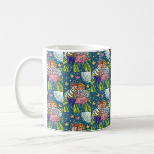 LOVE BUGS FIREFLIES  FULL MOON CUTE VALENTINE COFFEE MUG